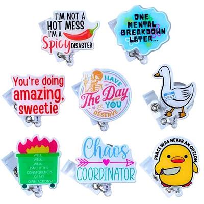 YJ PREMIUMS 8 PC Funny Badge Holder Retractable Cute Badges Reels