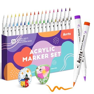 PINTAR Acrylic Paint Markers Set - Extra Fine Tip Paint Pens - Acrylic Markers  Paint Pens - Acrylic Paint Pens for Rock Painting, Wood, Glass, Leather,  Shoes - Pack of 14, 0.77 mm