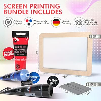 Marabu Screen Printing Kit Set - Screen Print Kit with Reusable Wooden Frame,  1 Screen Printing Squeegee, and 3 x 100ml Ink - Silk Screen Printing Kit  for Beginners - Yahoo Shopping