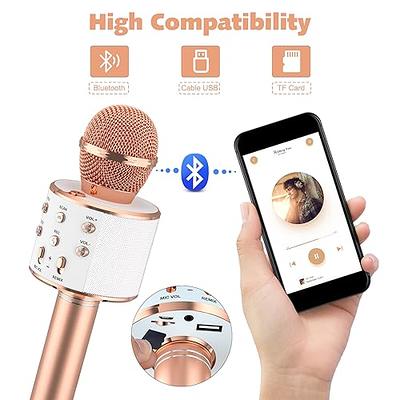 BONAOK Wireless Bluetooth Karaoke Microphone, 3-in-1 Portable Handheld Mic  Speaker Machine for All Smartphones,Gifts to Girls Kids Adults All Age