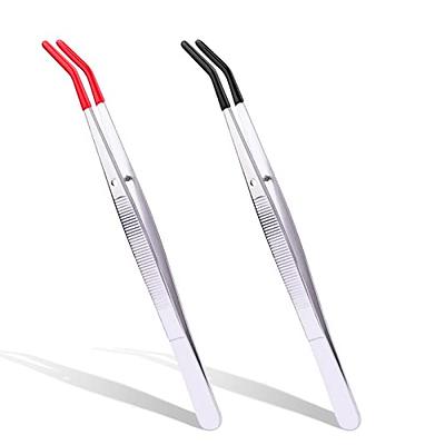 KINBOM Tweezers with Rubber Tips, 2pcs Rubber Coated Tips Stainless Steel  Tweezers Tools Tweezers for Crafts Jewelry Making Lab Industrial Clips  Stamp (Red, Black) - Yahoo Shopping