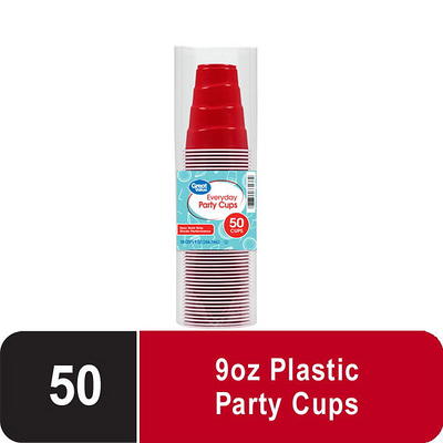 Great Value Everyday Disposable Plastic Cups, Red, 18 oz, 50 count