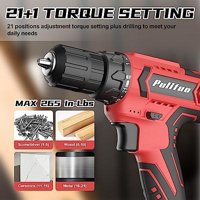 PULITUO Tool Kit with Power Drill, 20V cordless Electric Drill Set with 2  Pack Lithium Battery and Charger, Torque 30N.m, 21+1 Torque Setting, 2  Speed Setting - Yahoo Shopping