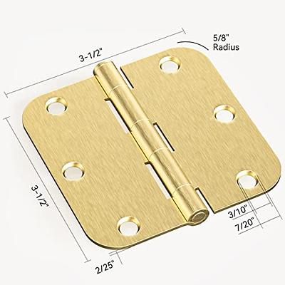 Door Hinge in Satin Brass, 3-1/2-Inch, 5/8-inch Radius, 3-Pack