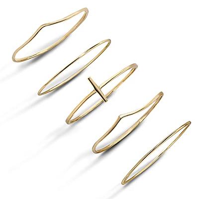 Bestyle Stainless Steel Rings for Women Gold Dome Band Ring Triple Stackable Cross Rings for Teen Girls Jewelry Gift Size 6, Girl's