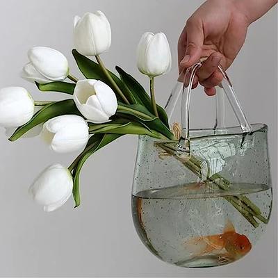 Handbag Vase For Flowers,Cool & Cute Vase For Centerpieces & Fish  Bowl,Handbag Flower Vase Decorative,Wide Mouth Bubble Vase Decor