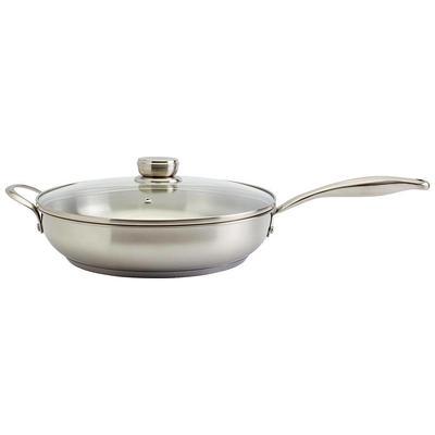 DELARLO Whole Body Tri-Ply Stainless Steel Sauté Pan with lid, 6 Quarts  Saute Pan, 12 Inch Deep Frying Pan, Induction Compatible Chef Cooking Pan