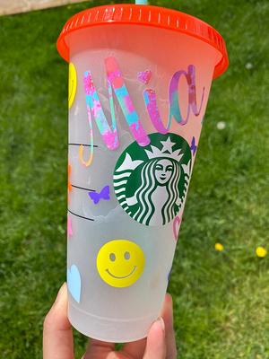 Starbucks Cup Color Changing Confetti Reusable Cold Cup With Straw