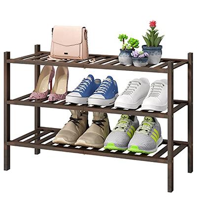 AOODA 3-Tier Long Shoe Rack for Closet Stackable Wide Shoe Shelf Organizer  and S