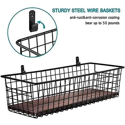 Wire Storage Baskets for Organizing, Pack of 4 Anti-Rust Metal Pantry  Baskets with Handles, Durable Wire Baskets for Office Pantry Kitchen Shelf