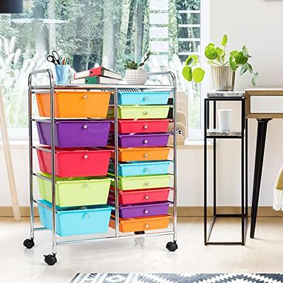 Costway 15 Drawer Rolling Storage Cart Storage Rolling Carts Drawers