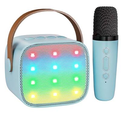 Moyic Mini Karaoke Machine for Kids, Portable Bluetooth Karaoke Speaker  with 2 Wilreless Microphones, Karaoke Toys Gifts for Girls Boys, White 