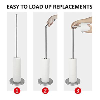 Free Standing Bathroom Toilet Paper Holder Stand with Reserve, Stainless  Steel Pedestal Tissue Roll Holder, Black DECLUTTR