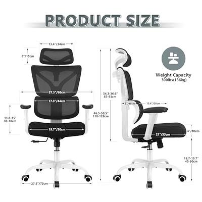 Winrise Office Chair Ergonomic Desk Chair, High Back Gaming Chair, Big and  Tall Reclining Chair Comfy Home Office Desk Chair Lumbar Support Breathable  Mesh Computer Chair Adjustable Armrests (White) - Yahoo Shopping