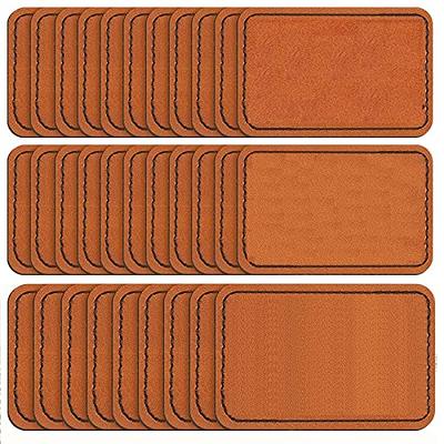 20 Pcs Rectangle Leatherette Hat Patches with Adhesive, Rustic