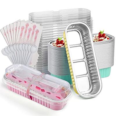 LNYZQUS Mini Loaf Pans With Lids 50 Pack, 6.8oz Rectangle Aluminum Foil  Baking Pans Tins Containers,Disposable Ramekins Baking Cups Muffin Tins