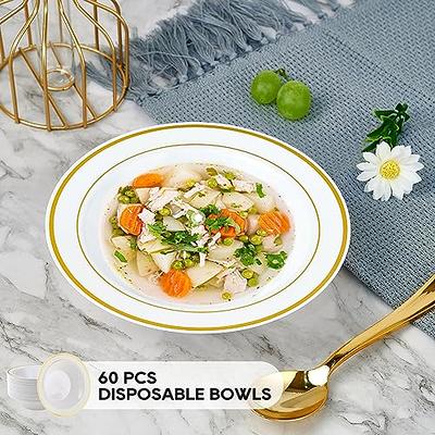 JOLLY PARTY 50PCS Plastic Bowls with Gold Rim-12oz disposable Soup