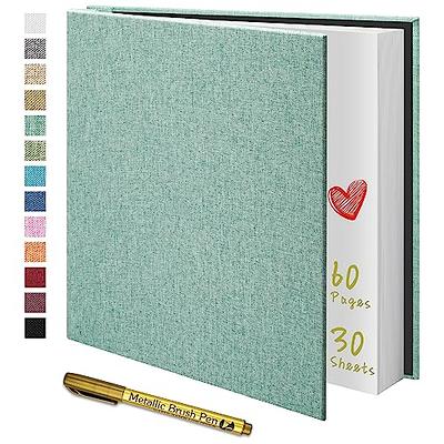 Large Scrapbook Photo Album Self-Stick 60 Pages Black Linen Hardcover  Magnetic Picture Book for 2x3 3x5 4x6 5x7 6x8 8x10 Pictures(11x10.6inch)  with 10 Metallic Pen 11x10.6 Black