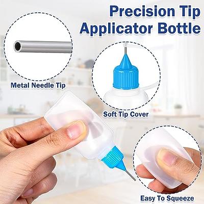 Uiifan 100 Pcs Precision Needle Tip Glue Applicator Bottle 5 Lid Color 15ml  and 30ml Fine