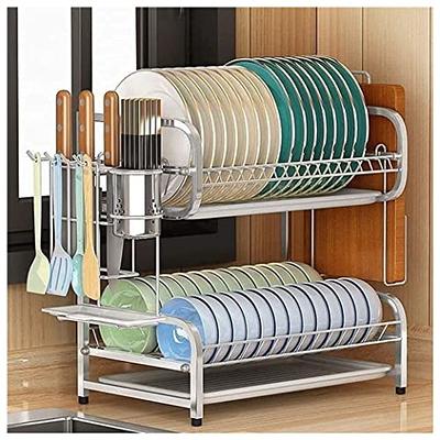 Genteen Dish Drying Rack, 2 Tier Stainless Steel Dish Rack with Drainboard  and Rotatable Spout, Dish Drainers for Kitchen Counter with Utensil, Glass,  Cutting Board Holder - Black - Yahoo Shopping