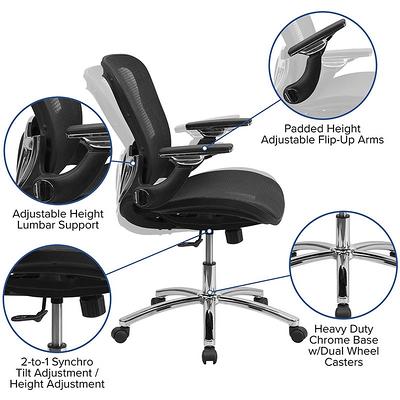 Mainstays Ergonomic Mesh Back Task Office Chair with Flip-up Arms, Black  Fabric, 275 lb