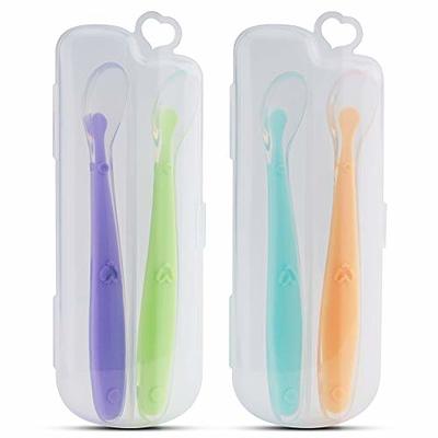 Moonkie Silicone Baby Spoons Set of 4, Soft-Tip Spoon for First Stage  Infant Feeding, Bendable, Chewproof & Boil-proof Baby Training Spoon with  Case