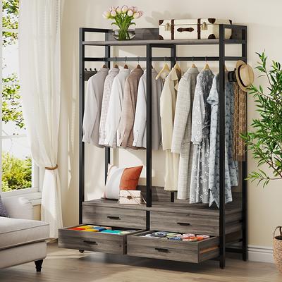 Raybee Freestanding Closet Organizer Heavy Duty with Wooden