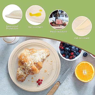 100% Compostable Paper Plates 7 Inch, 150pcs Disposable Heavy-Duty