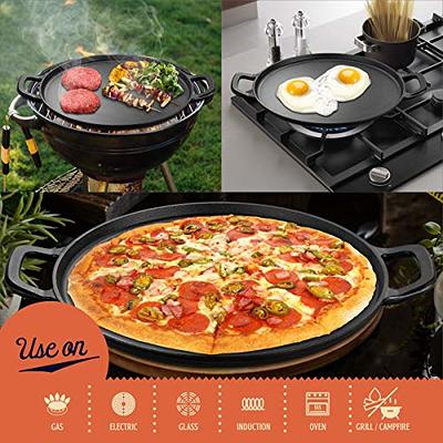 Cast Iron Pizza Pan, 12 Inch Pre-Seasoned Skillet, with Handles