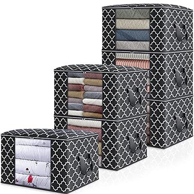 100L Large Capacity Clothes Storage Bag,3 Packs Foldable Closet Organizers  For Comforters, Blankets, Bedding, Clothes Storage Bins With Reinforced