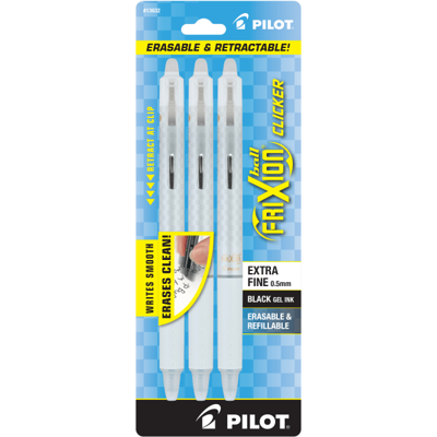 Pilot FriXion Clicker 0.7mm, Erasable Gel Pens, Fine Point, Black Ink, Pack  Of 6