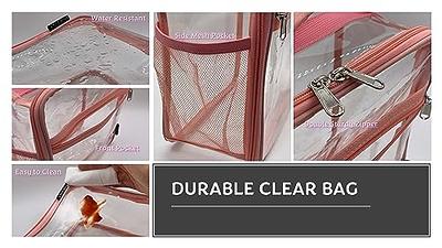 A.TO.Z.MONS Clear Lunch Bag, Clear Lunch Box transparent bag Stadium  Approved Clear Lunch Bag for Men and Women, 9X5X10.5(Pink)