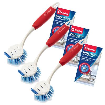 O-Cedar Rinse Fresh Pot and Pan Round Dishwashing Brush (3-Pack), White/Red  - Yahoo Shopping