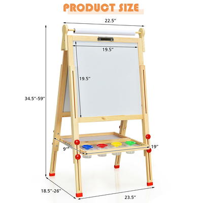 Dripex Kid's Wooden Art Easel, Double-Sided Height Adjustable