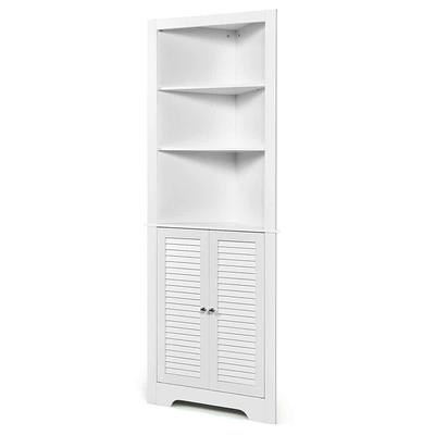 23.62 in. W x 11.8 in. D x 39.57 in. H White Bathroom Standing Storage  Linen Cabinet with 3-Drawers and 1-Door