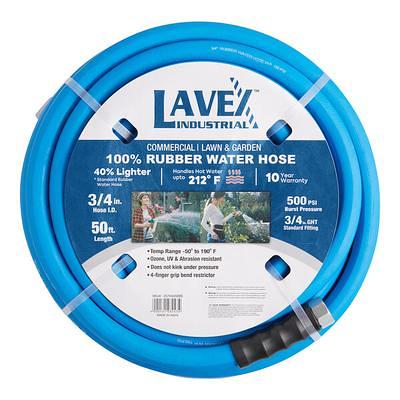 Lavex 50' 3/4 Commercial Grade Blue Rubber Water Hose with 3/4