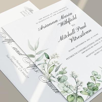 XOXOKristen Personalized Greenery Wedding Invitations with Envelopes, 5x7  inch Custom Wedding Invitation Set printed on textured cardstock, Country,  Rustic, Floral Wedding invites (Invitation) - Yahoo Shopping