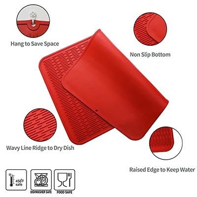  MicoYang Silicone Dish Drying Mat for Multiple Usage,Easy  clean,Eco-friendly,Heat-resistant Silicone Mat for Kitchen Counter or  Sink,Refrigerator or Drawer liner Red L 16 inches x 12 inches: Home &  Kitchen