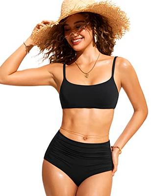 CRZ YOGA Womens Bikini Top A-C Adjustable Spaghetti Straps Bathing Suit Tops  Scoop Neck Padded Swimsuit Tops Black X-Large - Yahoo Shopping