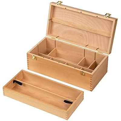 US Art Supply Artist Wood Pen, Marker Storage Box w/ Drawer Medium Tool Box