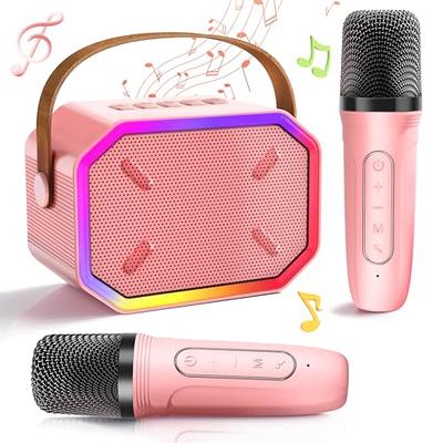 YLL Mini Karaoke Machine for Kids Adults, Portable Bluetooth Speaker with 2  Wireless Microphones,18 Pre-Loaded Songs Toys Birthday Gifts for Girls 4