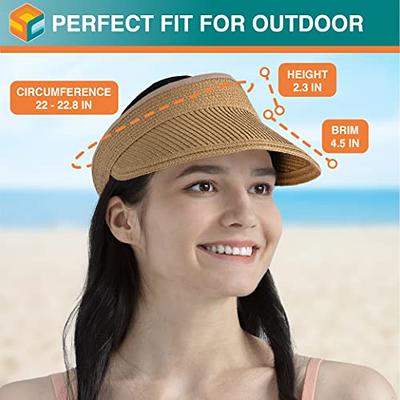 Women's Large Wide Brim Straw Sun Hats, Packable Bowknot Beach Sun Hats UV  UPF 50+ Roll up Floopy Hat