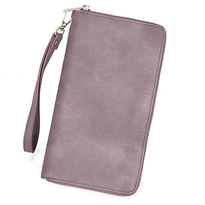 CLUCI Women Wallet Large Leather Designer Card Holder Organizer Long Ladies  Travel Clutch Wristlet Brown