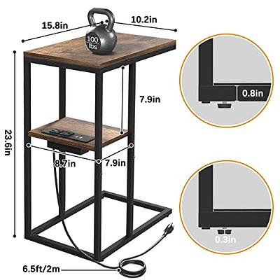 Yoobure C Shaped End/Side Table for Couch and Bed, Small Spaces, Living  Room, Bedroom, Rustic Snack Table