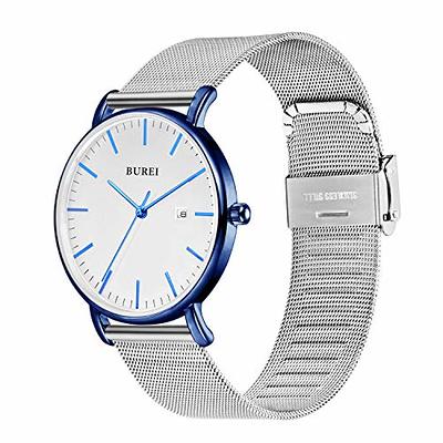 BUREI Men's Fashion Minimalist Wrist Quartz Watches with Stainless