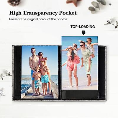 Small Photo Album 4x6 Clear Pages Linen Cover with Front Window