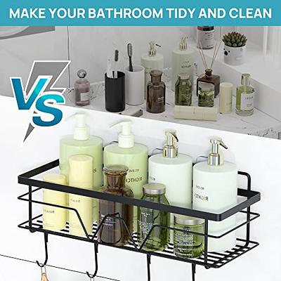 YAWSOUP 4 Pack Shower Caddy Organizer, Stainless Steel Shower Shelf with  Hooks, Adhesive Bathroom Shelves for Storage and Organization, Black -  Yahoo Shopping