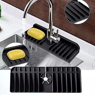 Black FAUCET SPLASH GUARD, Drip Catcher, Kitchen Sink Protection