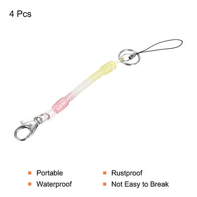 Unique Bargains Metal Ring Spring Stretchy Coil Keychain Keyring