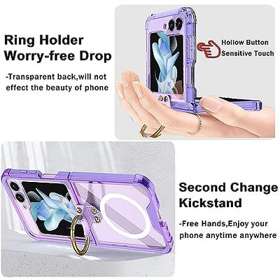 Slim Case Compatible Samsung Galaxy Z Flip 5 With Ring Holder Clear Hard Pc  Back Z Flip 5 Cover